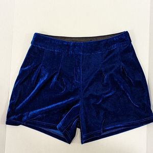 Anthropologie Arc & Co blue velvet shorts